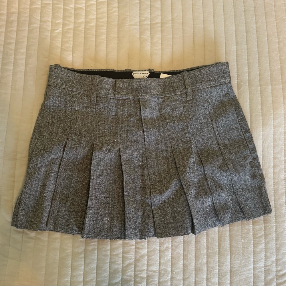 Authentic Bottega Veneta Knotted Melange Pleated Mini
Skirt